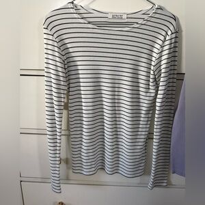 Madewell White and Black Striped Long-Sleeve Tee